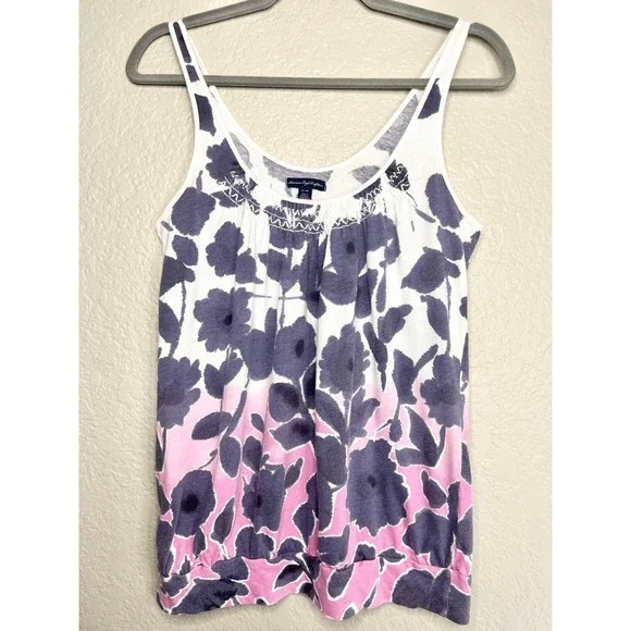 American Eagle Purple & White Floral Gradient Tank Top Womens Size M - Picture 2 of 9